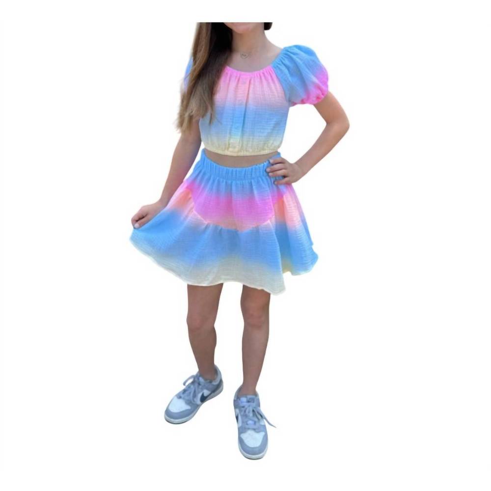NEW FLOWERS BY ZOE girls ombre cropped top in ombre tie dye